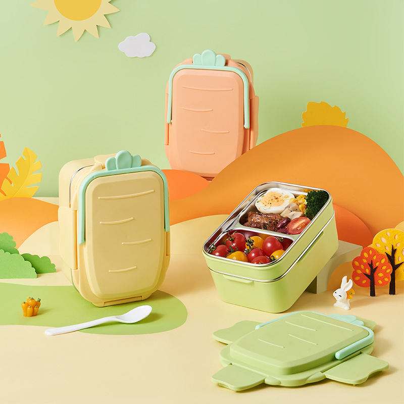 Lunch Box Inox Compartimentée Jaune