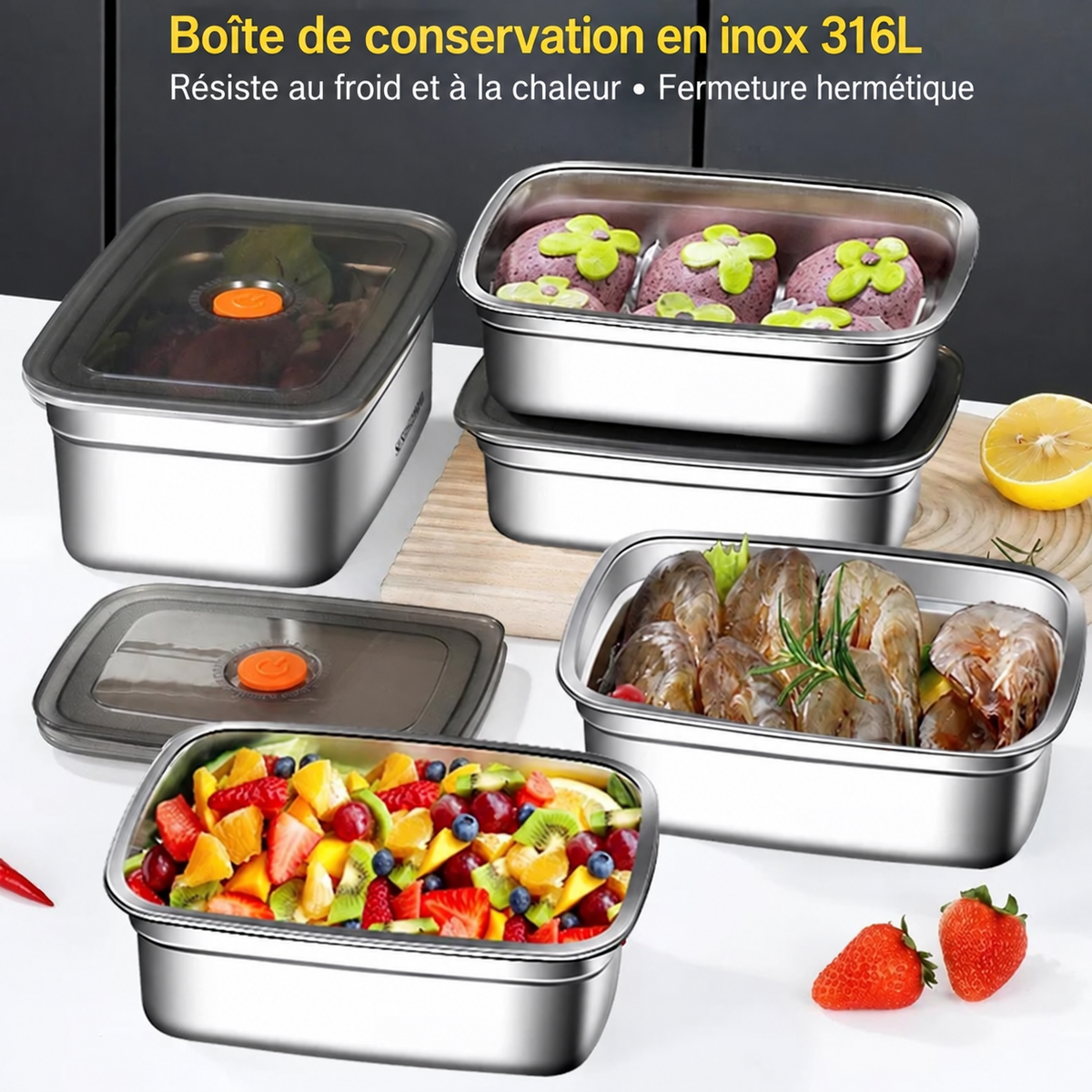 Boîte à Bento en Acier Inoxydable 304 Anti-Fuite « Frigo & Congélateur »