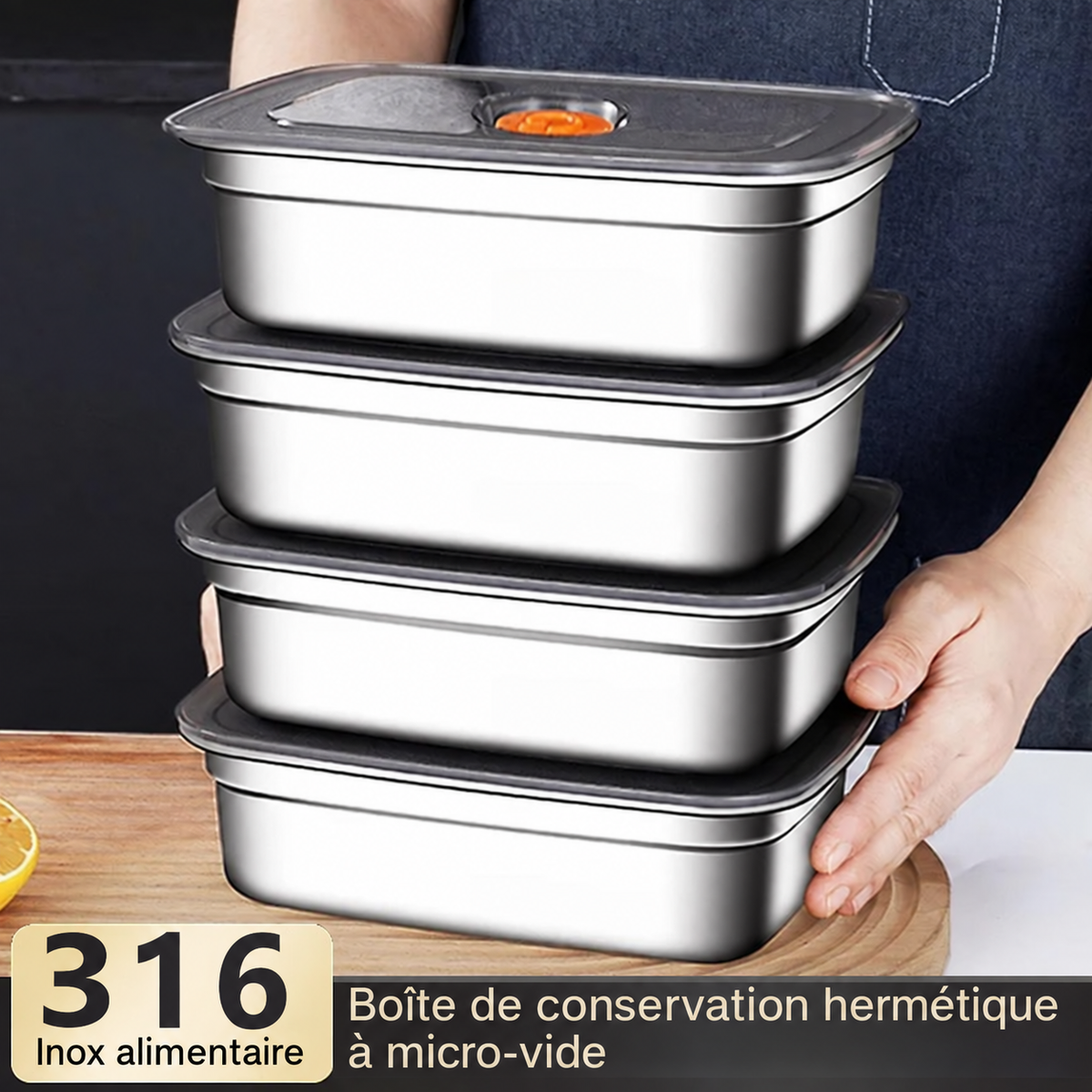 Boîte à Bento en Acier Inoxydable 304 Anti-Fuite « Frigo & Congélateur »