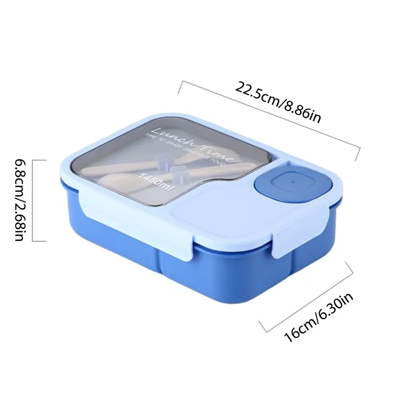 Boîte à Bento Grande Capacité 3 Compartiments avec Couverts (1450 ml)