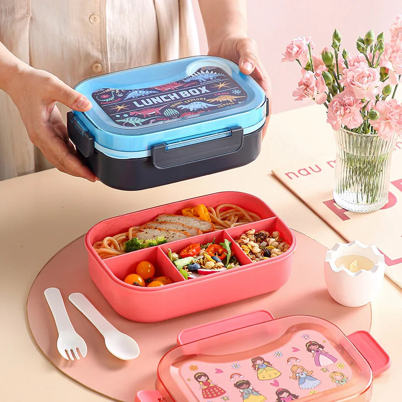 Boîte à Bento Grande Capacité 3 Compartiments avec Couverts (1450 ml)