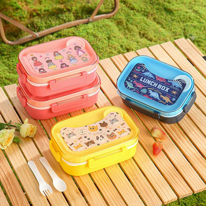 Boîte à Bento Grande Capacité 3 Compartiments avec Couverts (1450 ml)