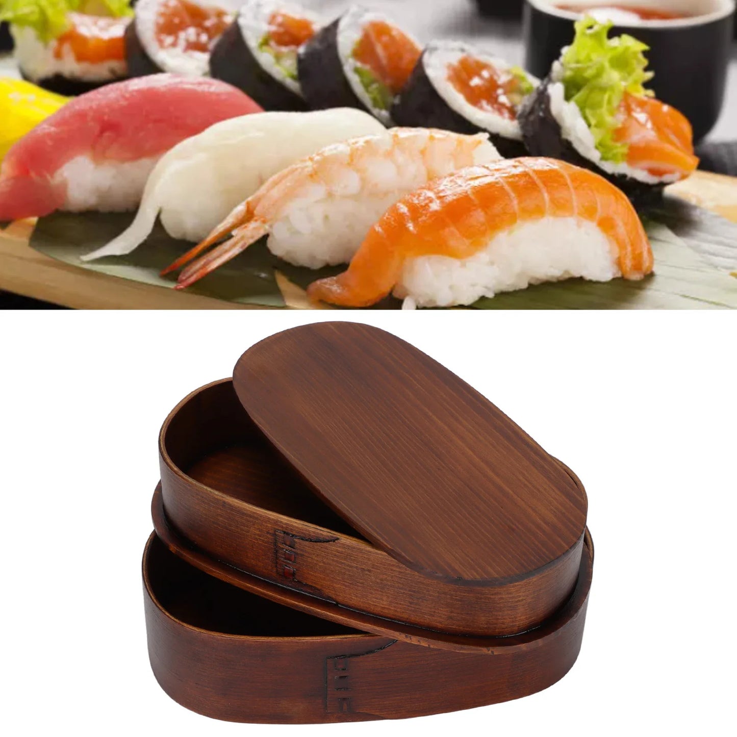 Bento Traditionnel Double Étage en Bois de Cèdre