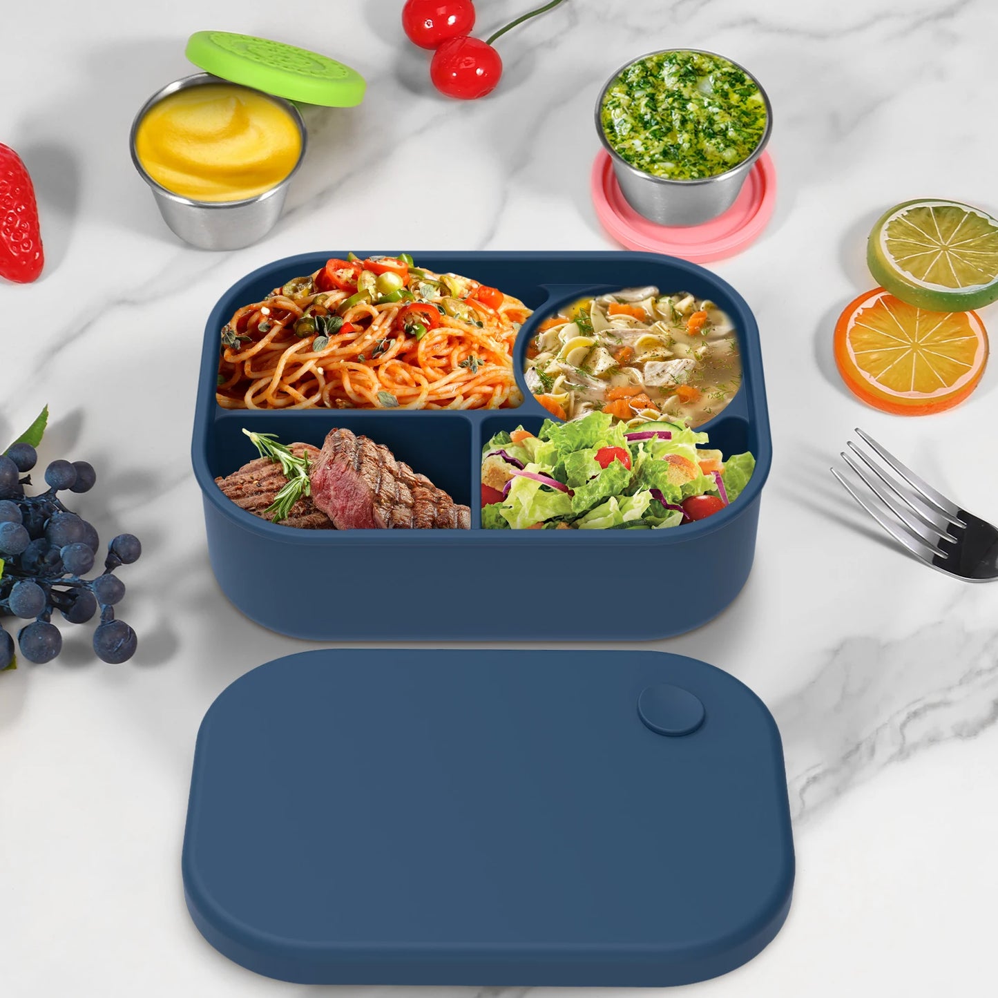 Boîte à Bento en Silicone 4 Compartiments Anti-Fuite (500 ml)