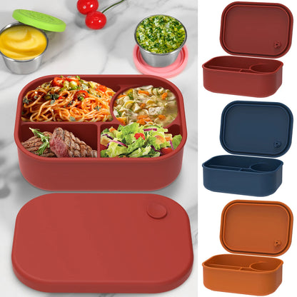 Boîte à Bento en Silicone 4 Compartiments Anti-Fuite (500 ml)