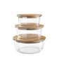 Boîte Déjeuner en Verre Borosilicate & Couvercle en Bambou