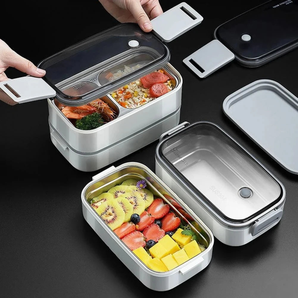 Boîte à Bento Isotherme en Inox 304 Double Couche (1350 ml)