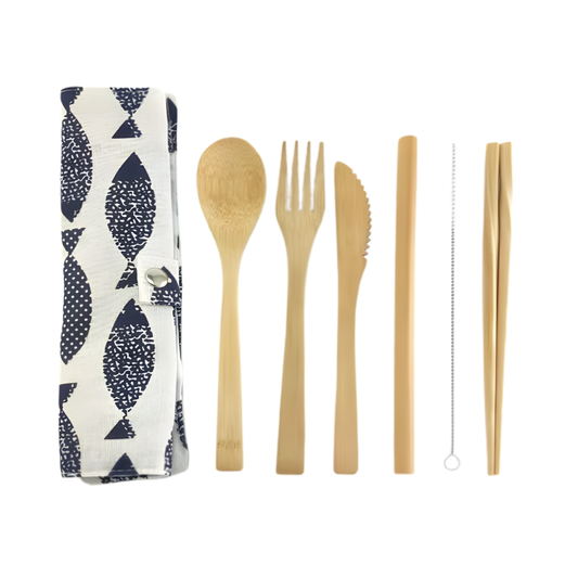 couverts en bambou motif poisson