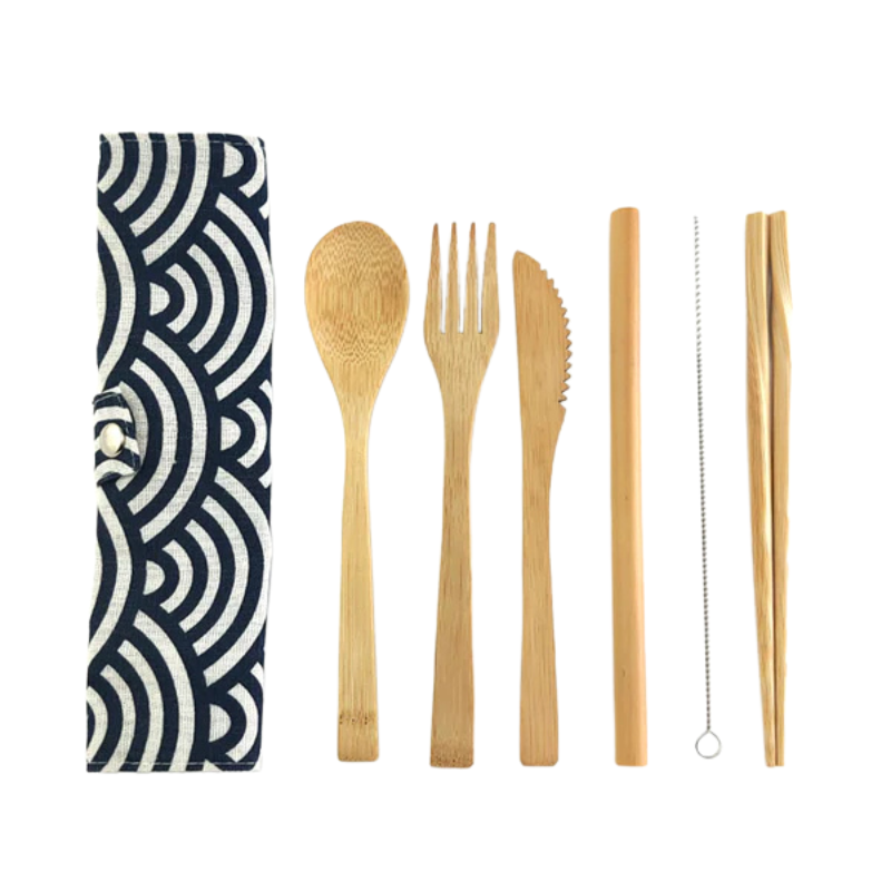 couverts en bambou motif vague