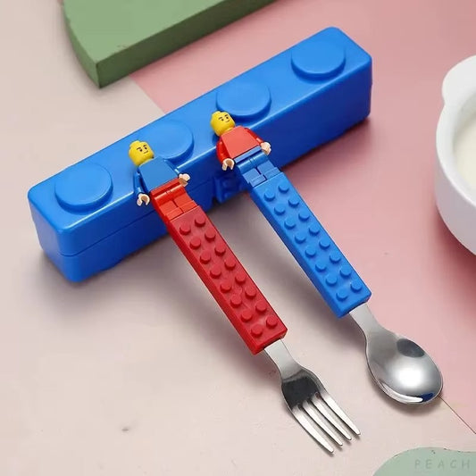 Ensemble Couverts Enfants Briques de Construction