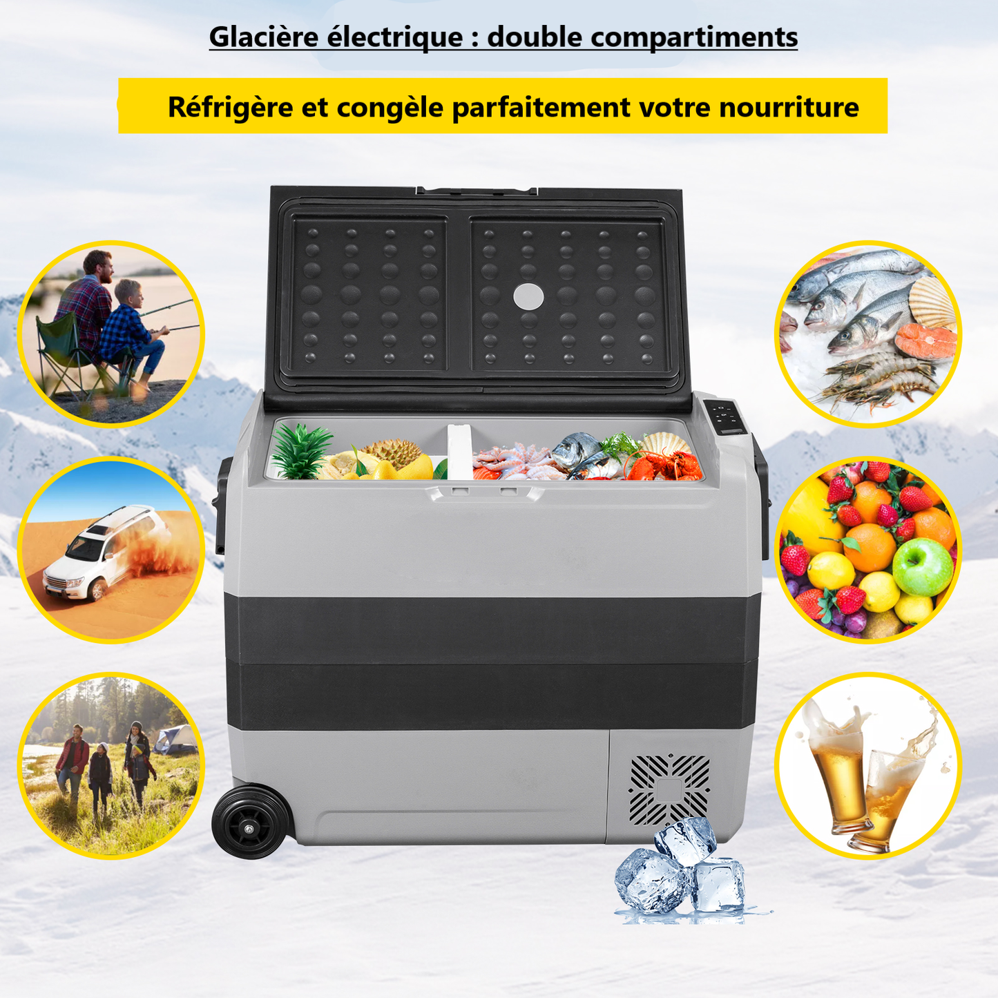 glaciere compression 12V de 36 litres double compartiments