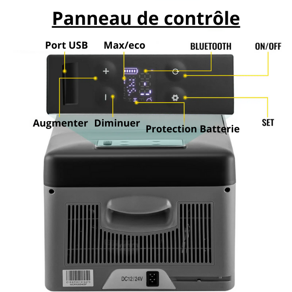 glaciere electrique avec panneau commande led