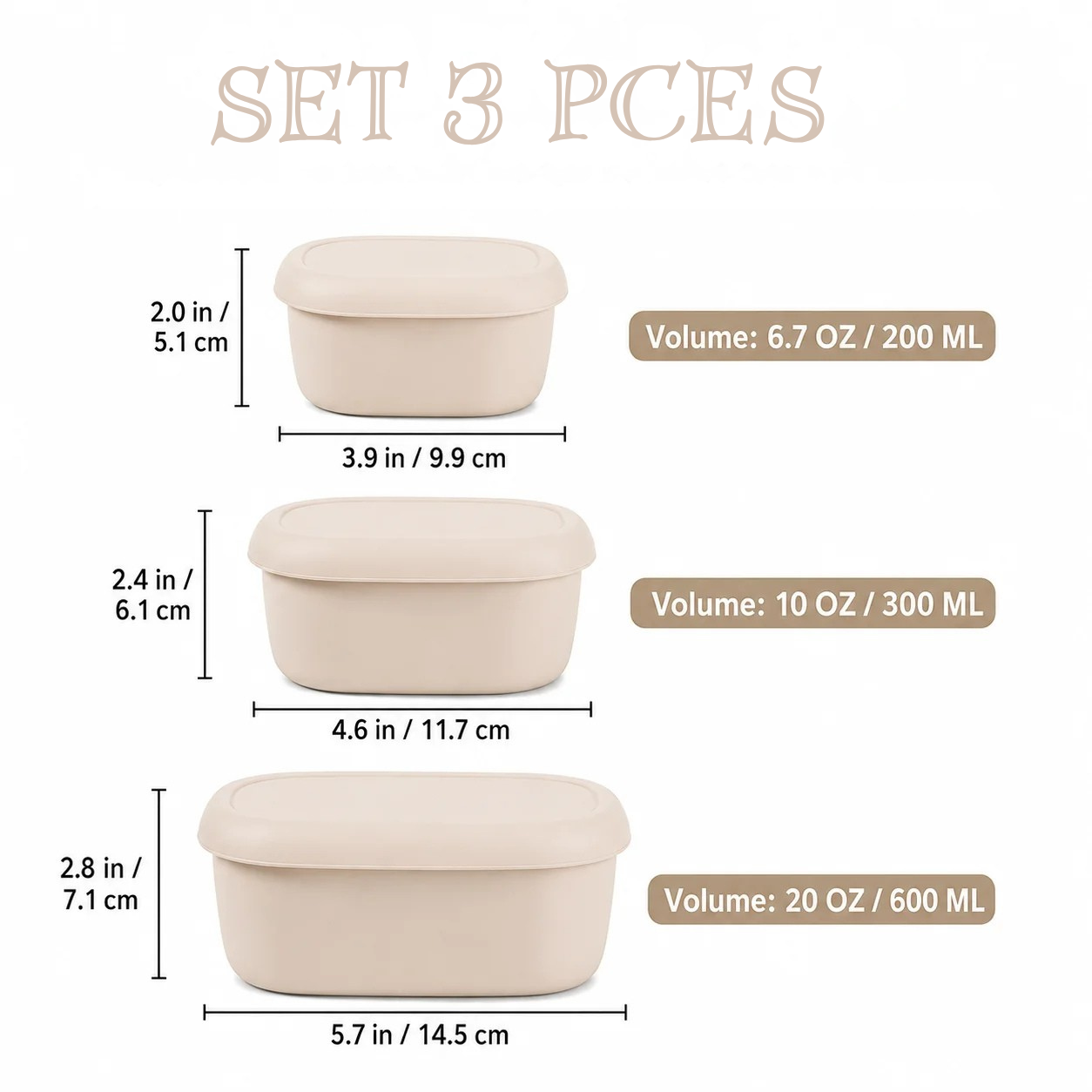 Set de 3 Boîtes Repas en Silicone Alimentaire avec Couvercles