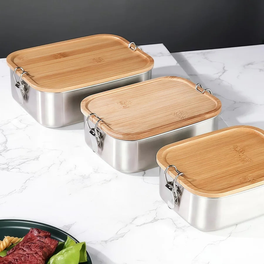 Lunch Box Inox et Bambou Éco-Responsable