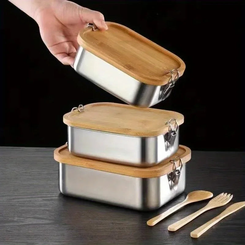 Lunch Box Inox et Bambou Éco-Responsable
