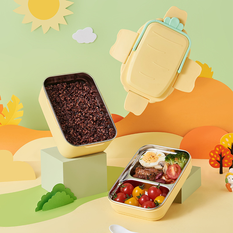 Lunch Box Inox Compartimentée Jaune