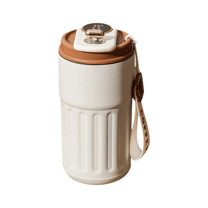 mug isotherme affichage led couvercle marron