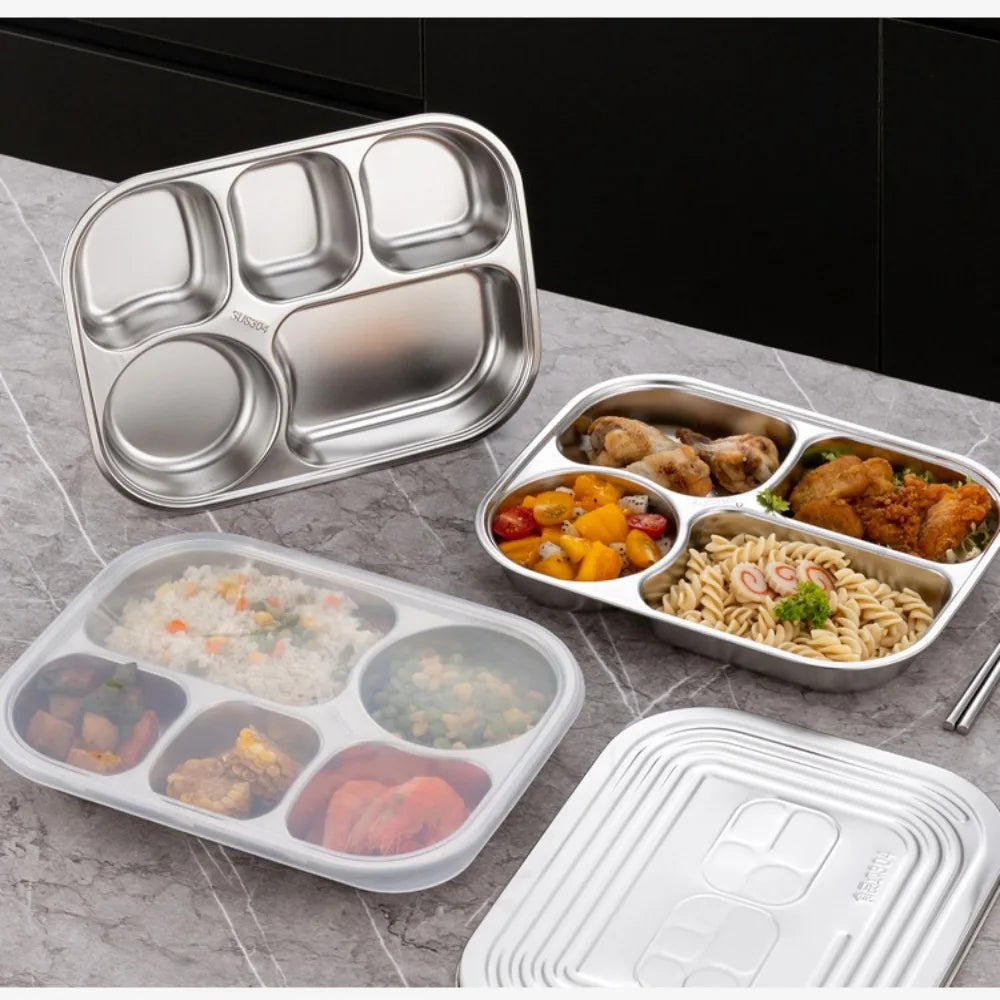 Plateau Repas Compartimenté en Acier Inoxydable 304
