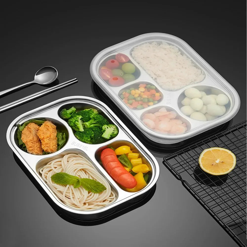Plateau Repas Compartimenté en Acier Inoxydable 304