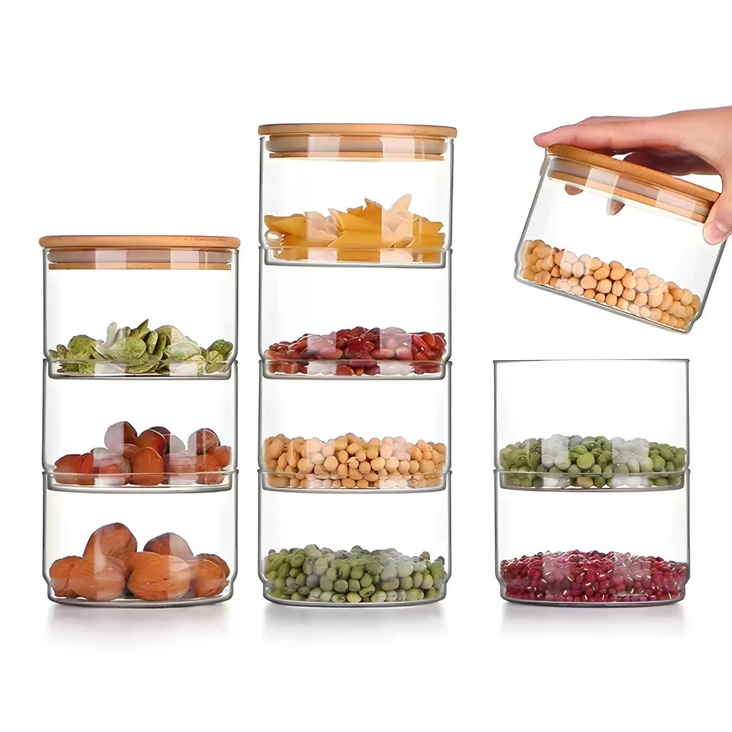 Tour de Conservation Empilable en Verre & Bambou