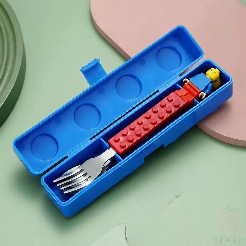 Ensemble Couverts Enfants Briques de Construction
