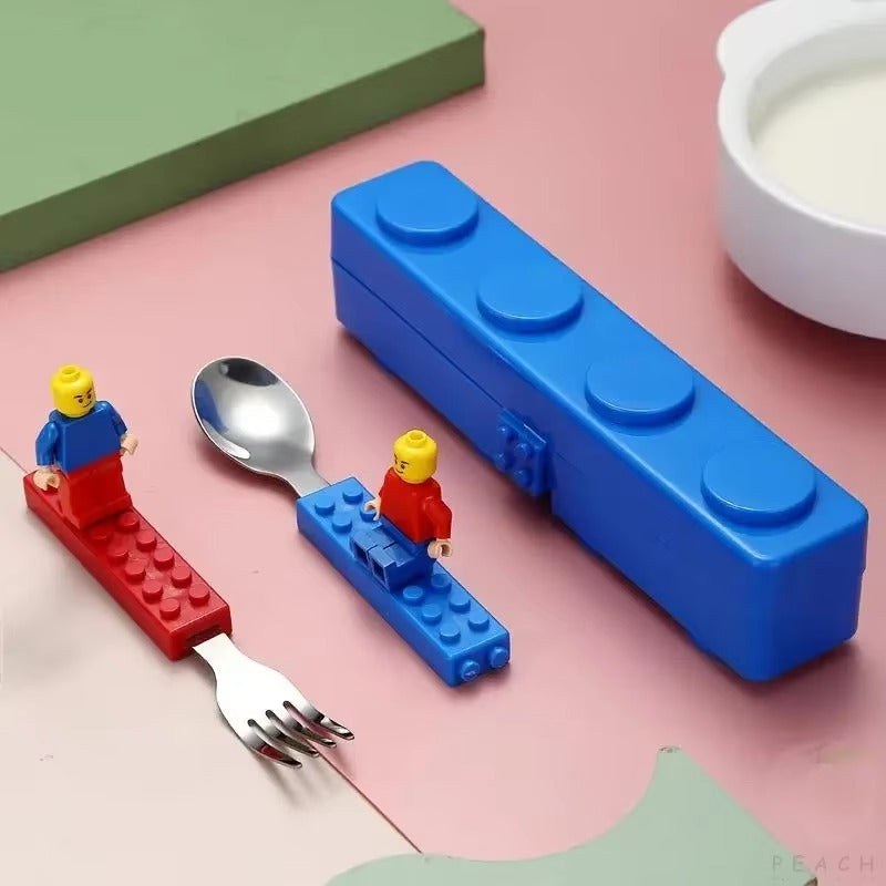 Ensemble Couverts Enfants Briques de Construction