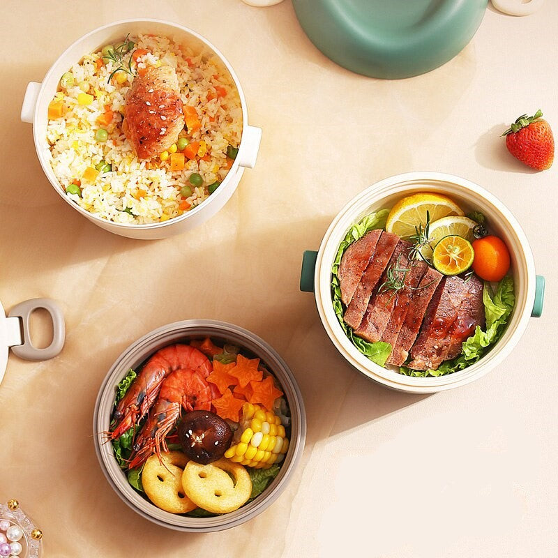 Boite lunch portable rose blanche verte repas