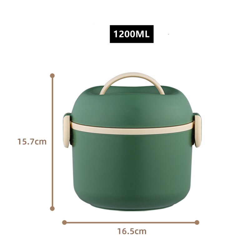 Boite lunch acier inoxydable verte contenance 1200ml 