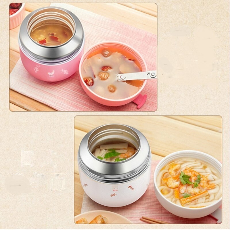 Pot isolation thermique rose blanc soupe