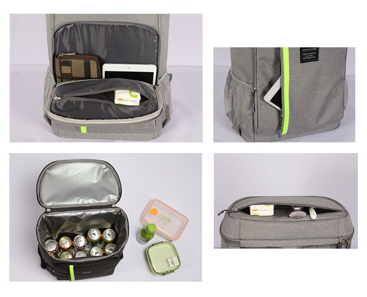 Compartiments du sac à dos lunch box noir