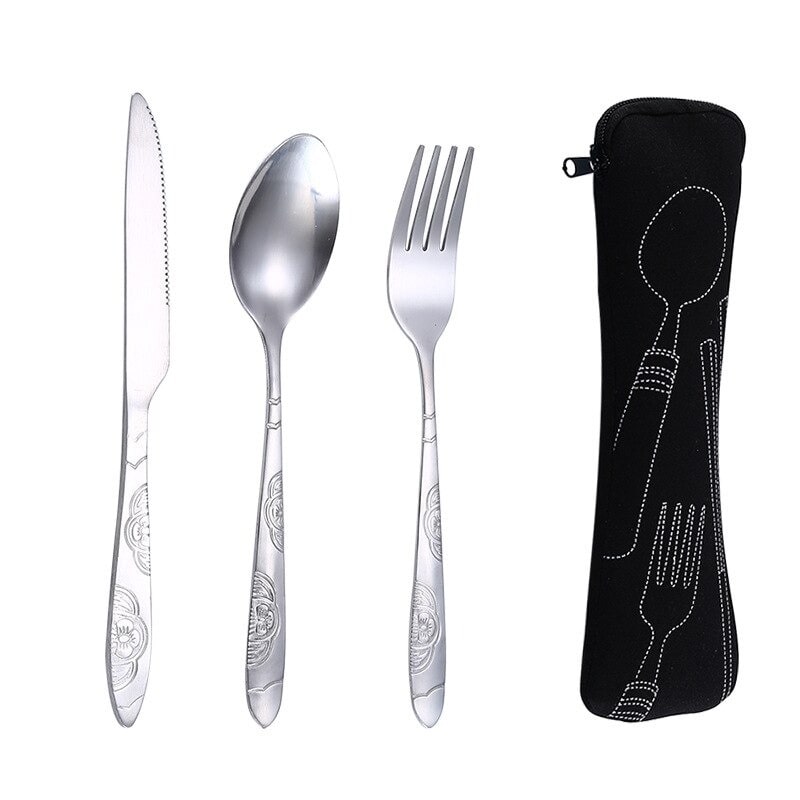Couvert réutilisable noir kit lunch box