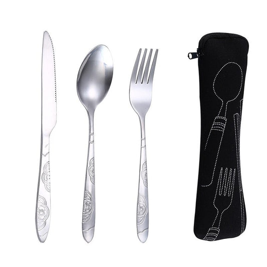 Couvert réutilisable noir kit lunch box