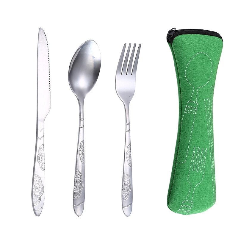 Couvert réutilisable vert kit lunch box