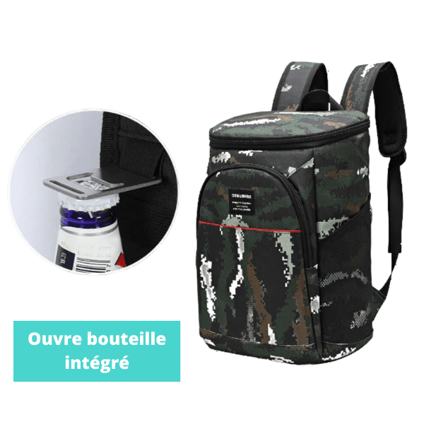 décapsuleur intégré sac a dos glacière camouflage