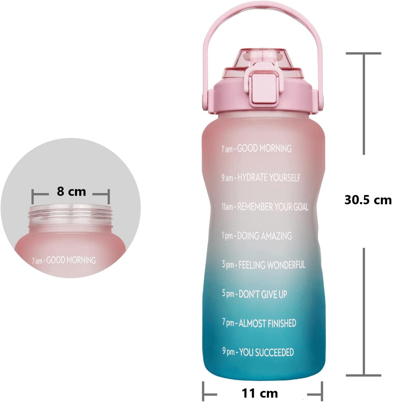 gourde rouge bleu pour sport 2 litres dimenions
