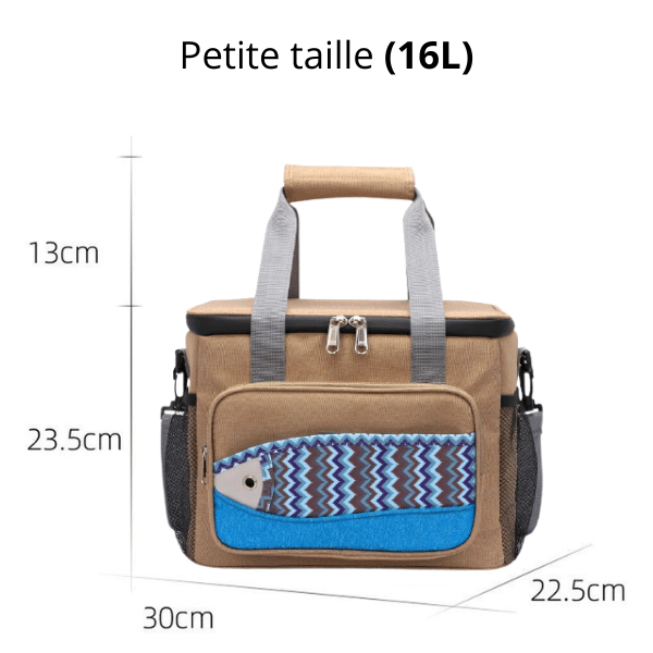 Glaciere souple 16L marron motif poisson dimension