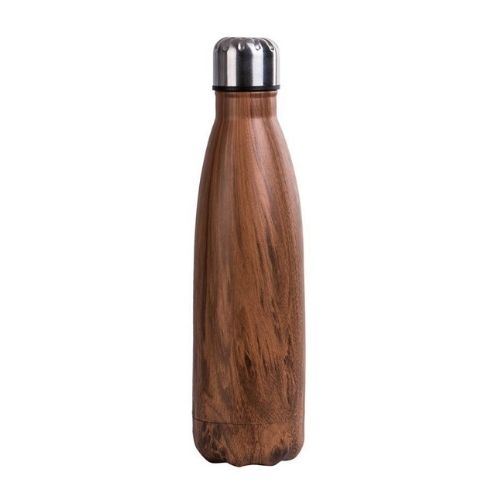Bouteille isotherme motif bois sombre