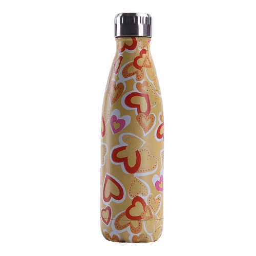 bouteille isotherme motif coeurs multicolores