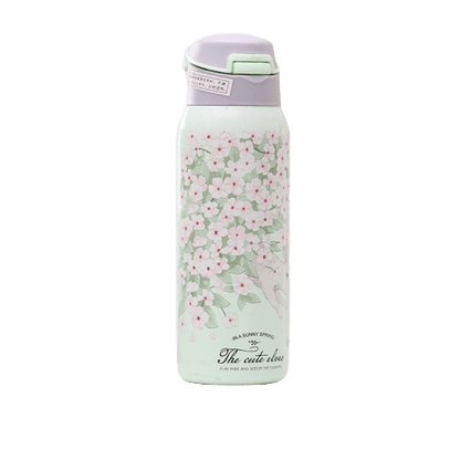 bouteille isotherme nature fleurie verte en acier inoxydable 