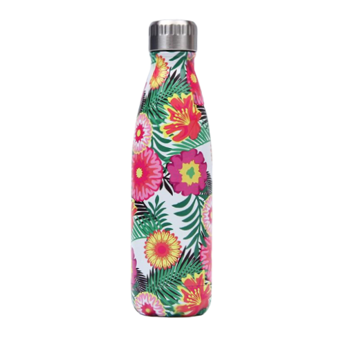 Bouteille isotherme fleurs colorees