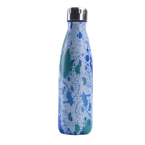 Bouteille isotherme 500 ml en acier inoxydable au motif peinture bleue et verte