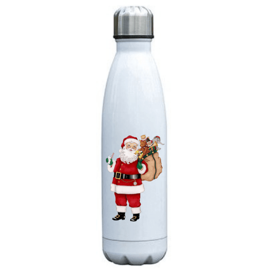 bouteille isotherme pere noel avec hotte à cadeaux