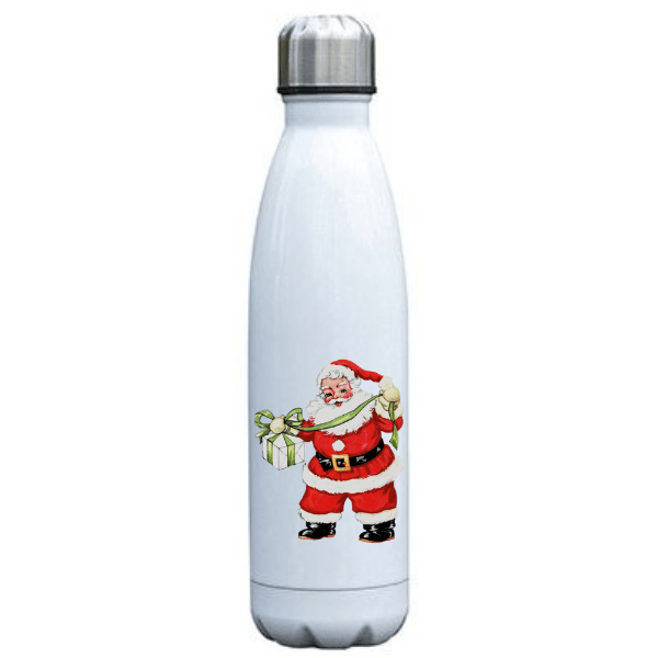 gourde en acier inoxydable pere noel ruban à cadeau