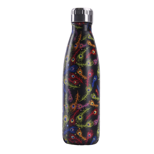 Bouteille isotherme 500 ml plume paon