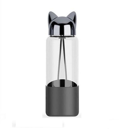 gourde noire en verre motif chat