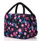 sac repas isotherme noir fleur rose