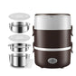 lunch box chauffante electrique marron trois compartiments