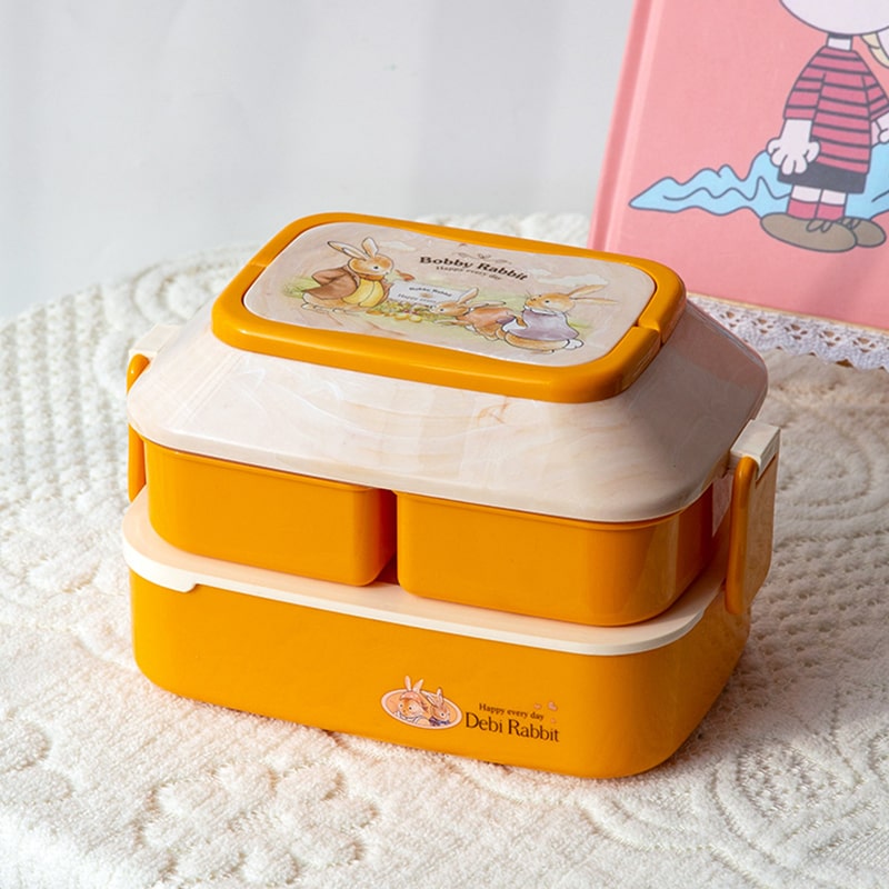 bento jaune pour enfant lapin détails