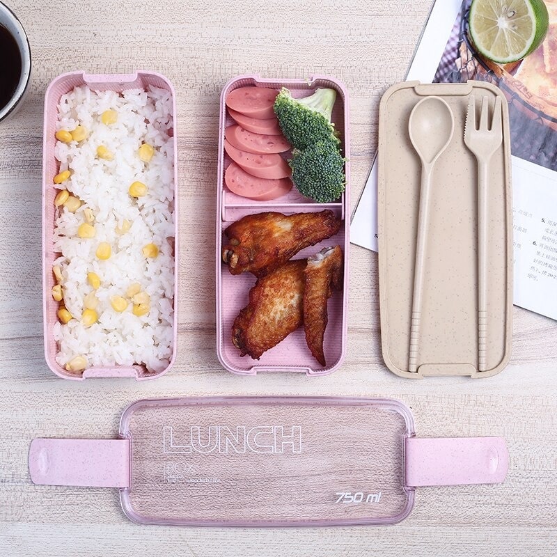 deux compartiments lunch box bento rose