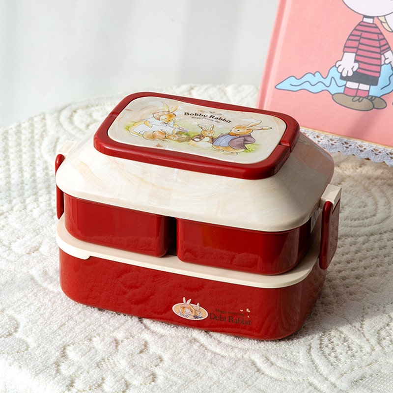bento rouge enfants lapin détails